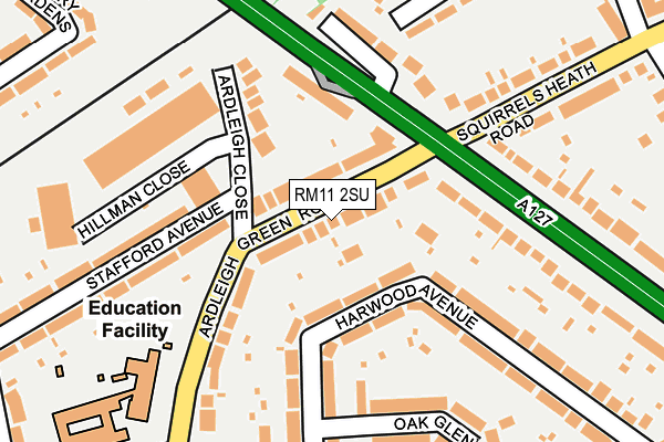 RM11 2SU map - OS OpenMap – Local (Ordnance Survey)