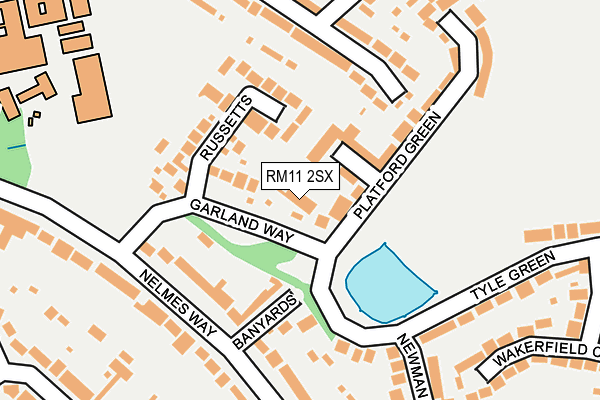 RM11 2SX map - OS OpenMap – Local (Ordnance Survey)