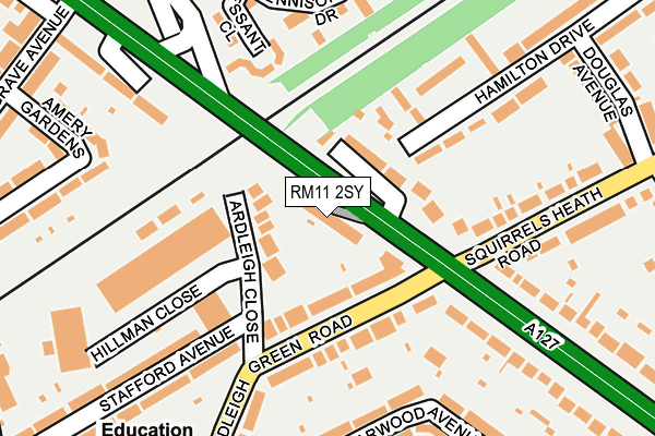 RM11 2SY map - OS OpenMap – Local (Ordnance Survey)