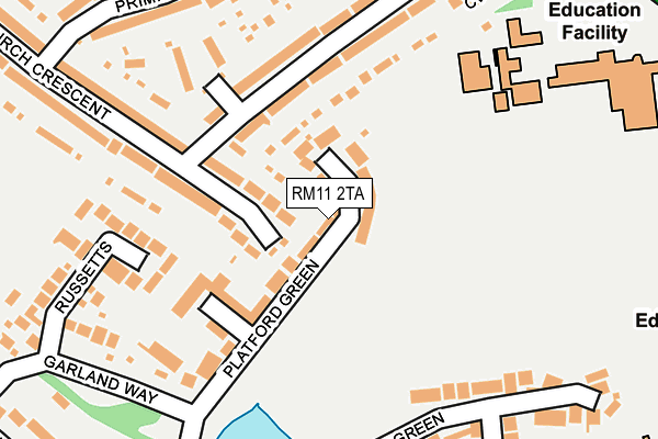 RM11 2TA map - OS OpenMap – Local (Ordnance Survey)