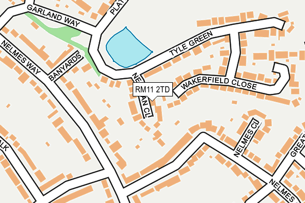 RM11 2TD map - OS OpenMap – Local (Ordnance Survey)