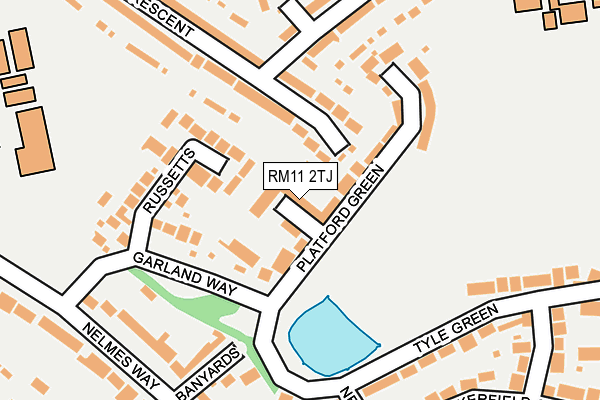 RM11 2TJ map - OS OpenMap – Local (Ordnance Survey)