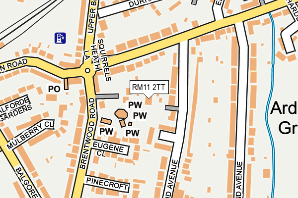 RM11 2TT map - OS OpenMap – Local (Ordnance Survey)