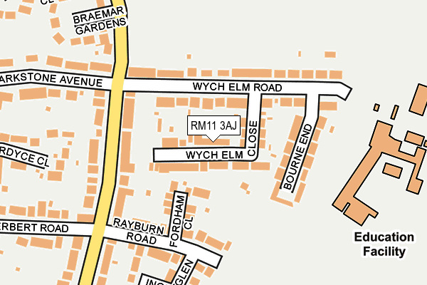 RM11 3AJ map - OS OpenMap – Local (Ordnance Survey)