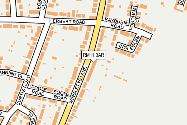 RM11 3AR map - OS OpenMap – Local (Ordnance Survey)