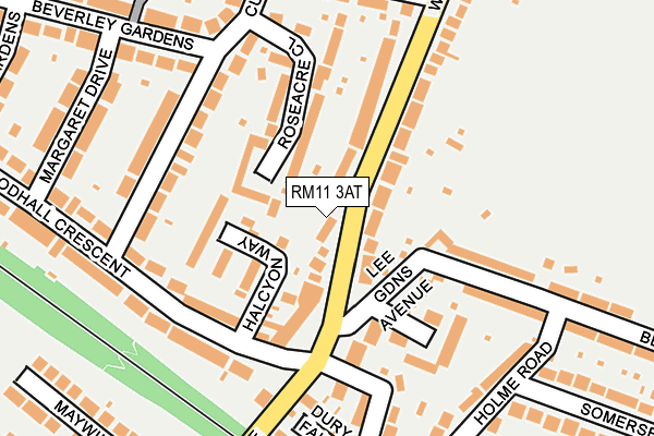 RM11 3AT map - OS OpenMap – Local (Ordnance Survey)