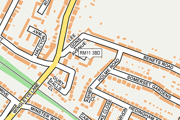 RM11 3BD map - OS OpenMap – Local (Ordnance Survey)