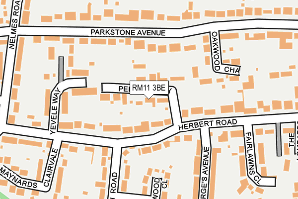 RM11 3BE map - OS OpenMap – Local (Ordnance Survey)