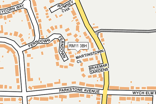 RM11 3BH map - OS OpenMap – Local (Ordnance Survey)