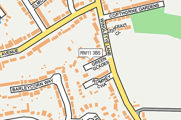 RM11 3BS map - OS OpenMap – Local (Ordnance Survey)