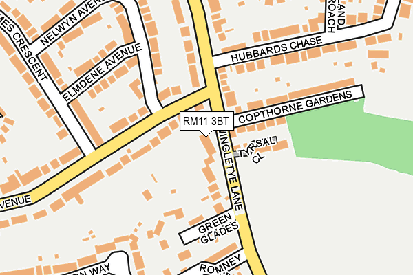 RM11 3BT map - OS OpenMap – Local (Ordnance Survey)