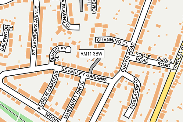 RM11 3BW map - OS OpenMap – Local (Ordnance Survey)