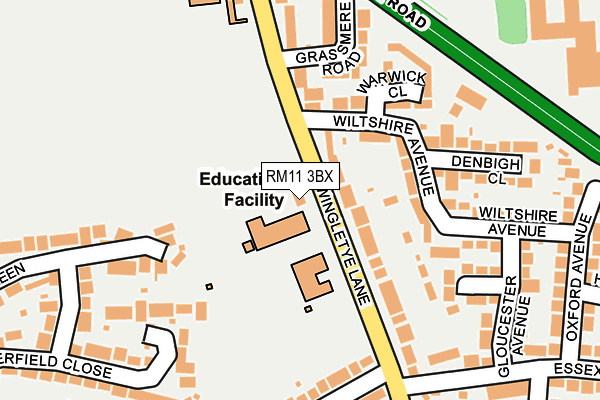 RM11 3BX map - OS OpenMap – Local (Ordnance Survey)