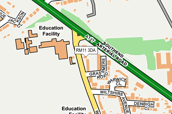 RM11 3DA map - OS OpenMap – Local (Ordnance Survey)