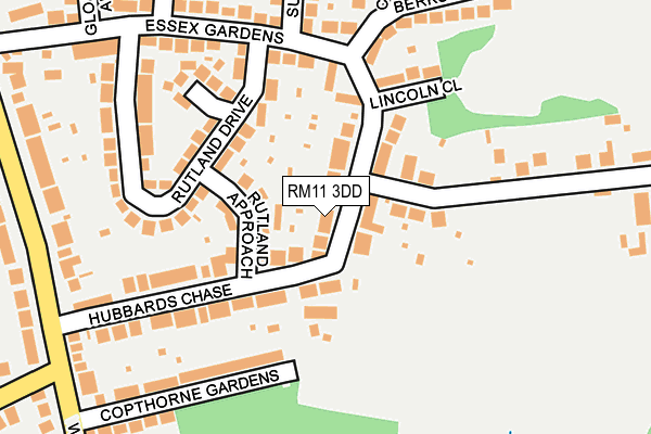 RM11 3DD map - OS OpenMap – Local (Ordnance Survey)