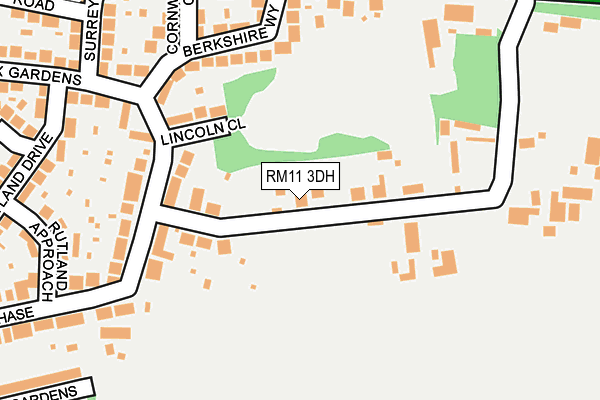 RM11 3DH map - OS OpenMap – Local (Ordnance Survey)