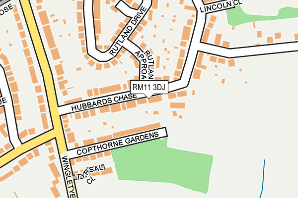 RM11 3DJ map - OS OpenMap – Local (Ordnance Survey)