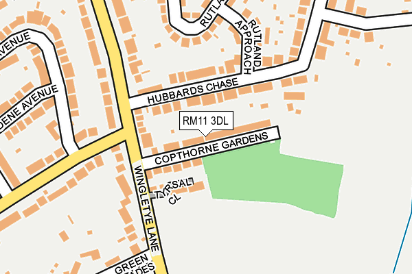 RM11 3DL map - OS OpenMap – Local (Ordnance Survey)