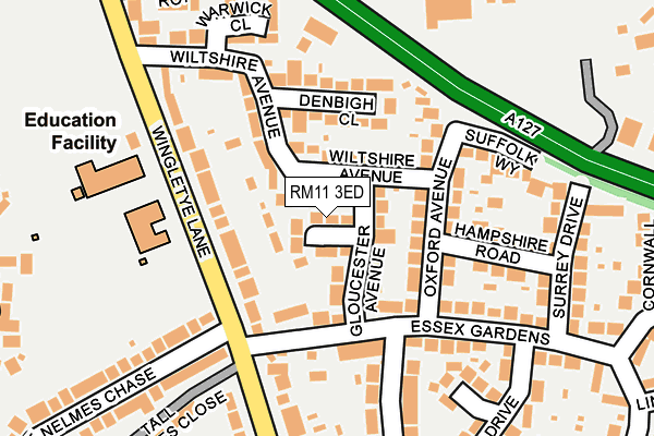 RM11 3ED map - OS OpenMap – Local (Ordnance Survey)