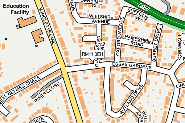RM11 3EH map - OS OpenMap – Local (Ordnance Survey)