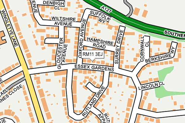 RM11 3EJ map - OS OpenMap – Local (Ordnance Survey)