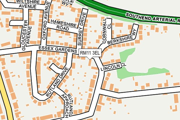 RM11 3EL map - OS OpenMap – Local (Ordnance Survey)