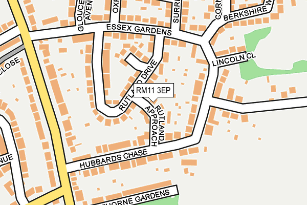 RM11 3EP map - OS OpenMap – Local (Ordnance Survey)