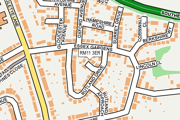 RM11 3ER map - OS OpenMap – Local (Ordnance Survey)