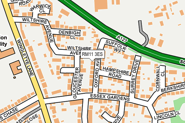 RM11 3ES map - OS OpenMap – Local (Ordnance Survey)