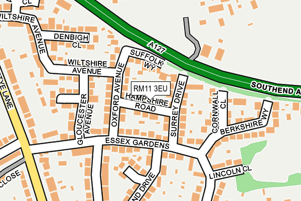 RM11 3EU map - OS OpenMap – Local (Ordnance Survey)