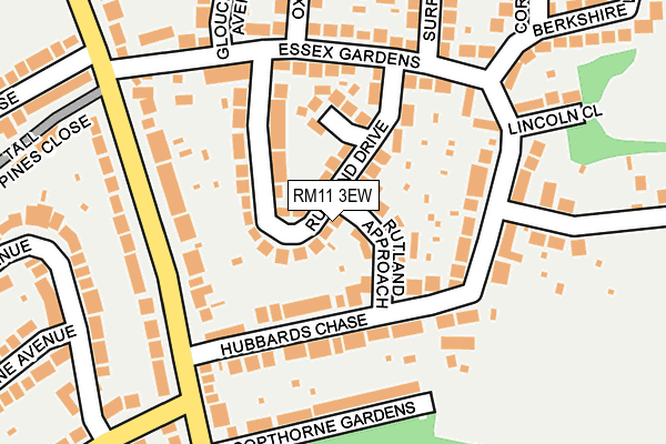 RM11 3EW map - OS OpenMap – Local (Ordnance Survey)