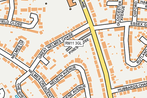 RM11 3GL map - OS OpenMap – Local (Ordnance Survey)