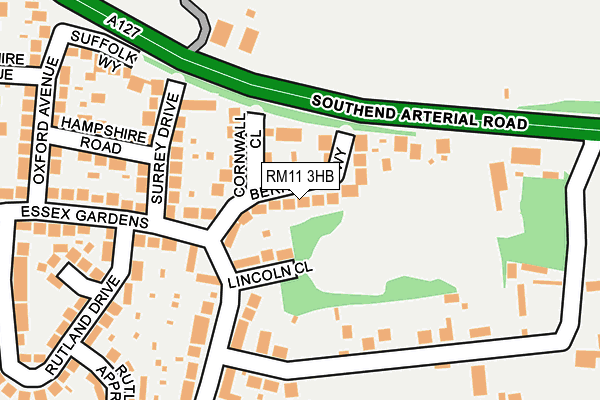 RM11 3HB map - OS OpenMap – Local (Ordnance Survey)