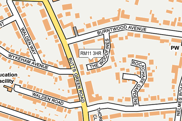 RM11 3HR map - OS OpenMap – Local (Ordnance Survey)