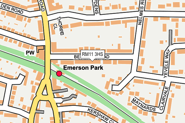 RM11 3HS map - OS OpenMap – Local (Ordnance Survey)