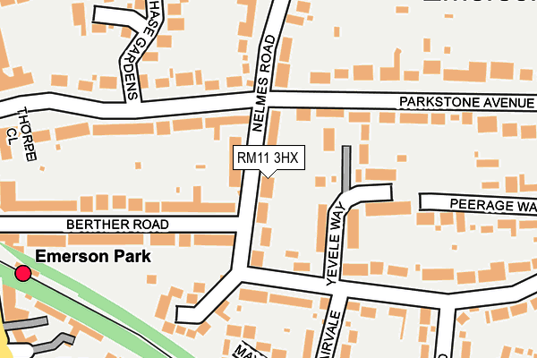 RM11 3HX map - OS OpenMap – Local (Ordnance Survey)