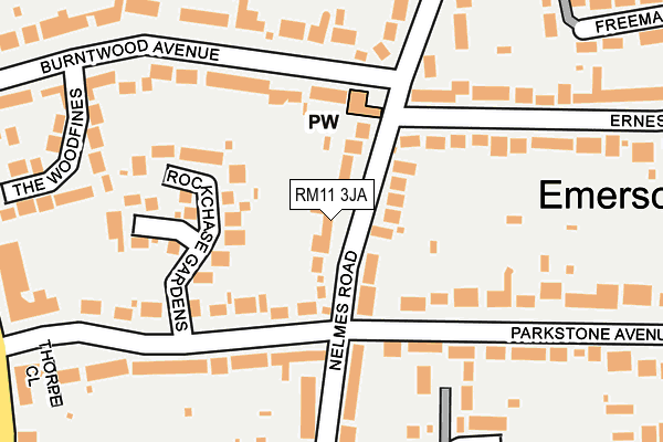 RM11 3JA map - OS OpenMap – Local (Ordnance Survey)