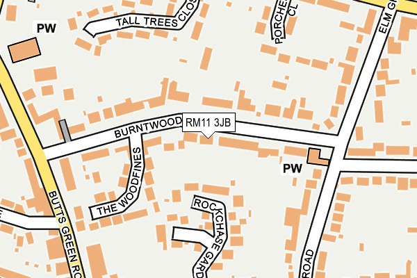 RM11 3JB map - OS OpenMap – Local (Ordnance Survey)