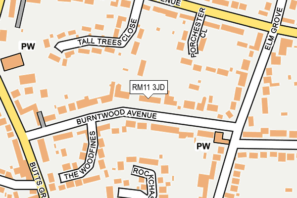 RM11 3JD map - OS OpenMap – Local (Ordnance Survey)