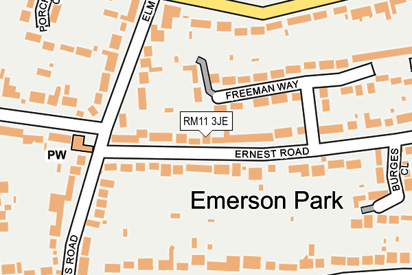 RM11 3JE map - OS OpenMap – Local (Ordnance Survey)