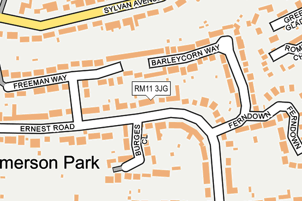 RM11 3JG map - OS OpenMap – Local (Ordnance Survey)