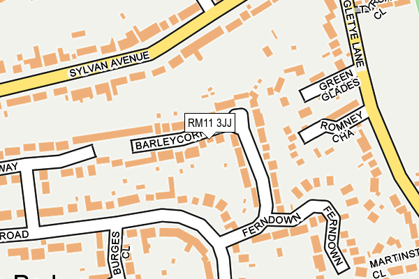 RM11 3JJ map - OS OpenMap – Local (Ordnance Survey)