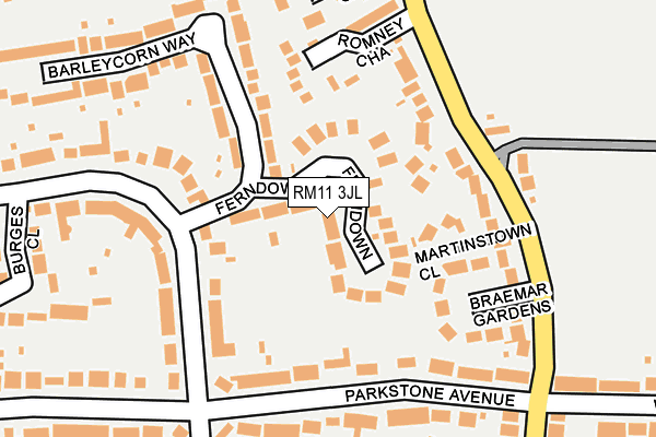 RM11 3JL map - OS OpenMap – Local (Ordnance Survey)