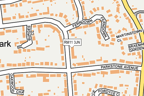 RM11 3JN map - OS OpenMap – Local (Ordnance Survey)