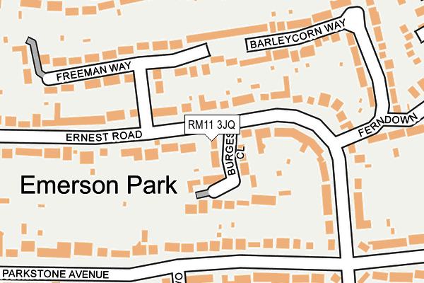 RM11 3JQ map - OS OpenMap – Local (Ordnance Survey)