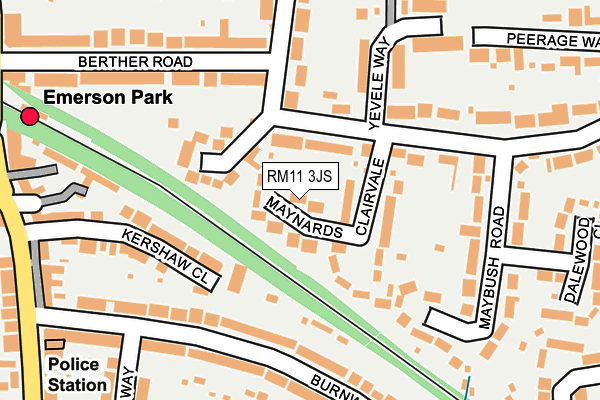 RM11 3JS map - OS OpenMap – Local (Ordnance Survey)