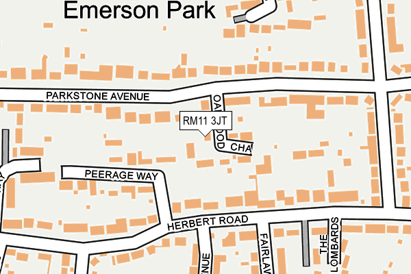 RM11 3JT map - OS OpenMap – Local (Ordnance Survey)