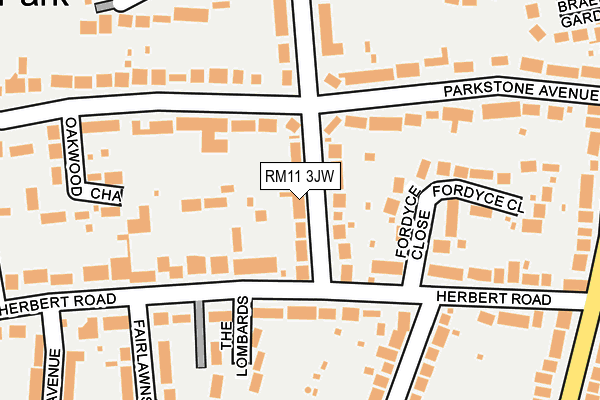 RM11 3JW map - OS OpenMap – Local (Ordnance Survey)