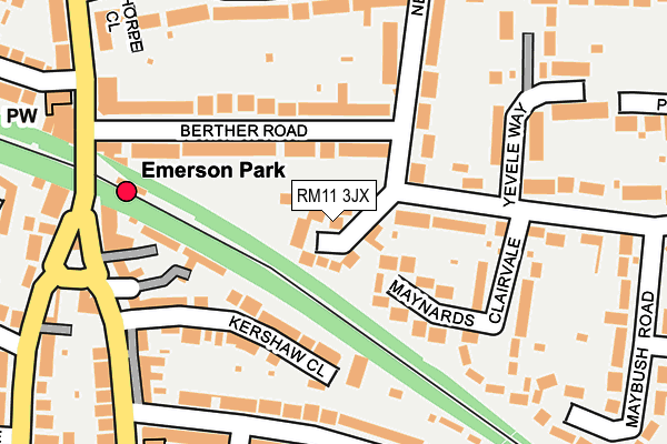 RM11 3JX map - OS OpenMap – Local (Ordnance Survey)