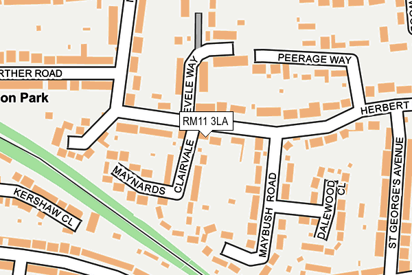 RM11 3LA map - OS OpenMap – Local (Ordnance Survey)